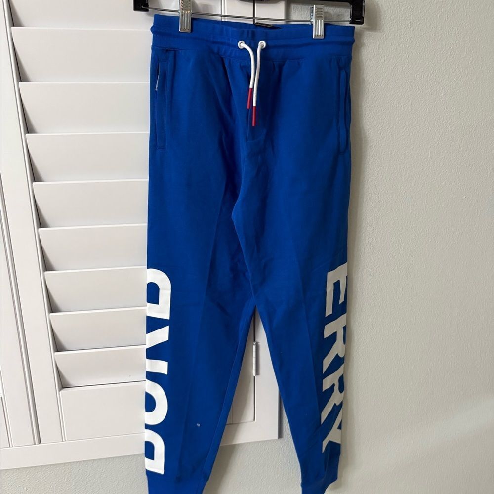 Brand New Kids Burberry Blue Joggers Burberry Logo Writing Fits Adults Xs And S